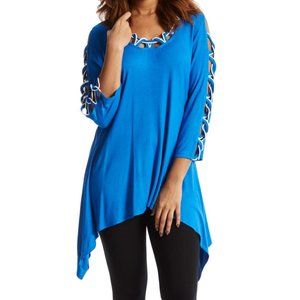 Blue Openwork Sidetail Tunic